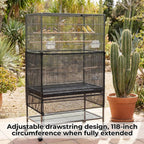 Folded Falzqq bird cage cover packaged for easy storage