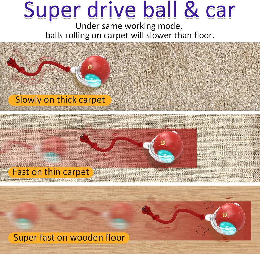 Giociv motion activated cat toy rolling on carpet with red tail