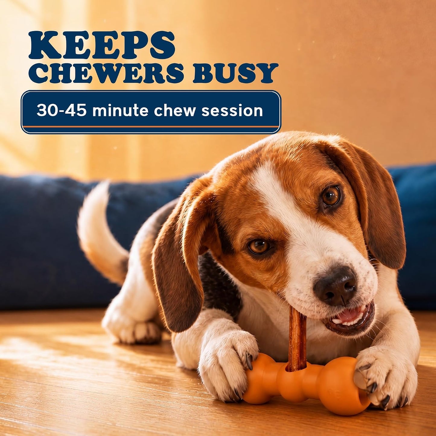 All natural long lasting dog chew sticks highlighting dental health benefits for small and medium dogs.