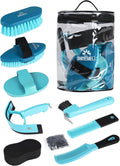 Shinewell horse grooming kit 8 piece blue set front view