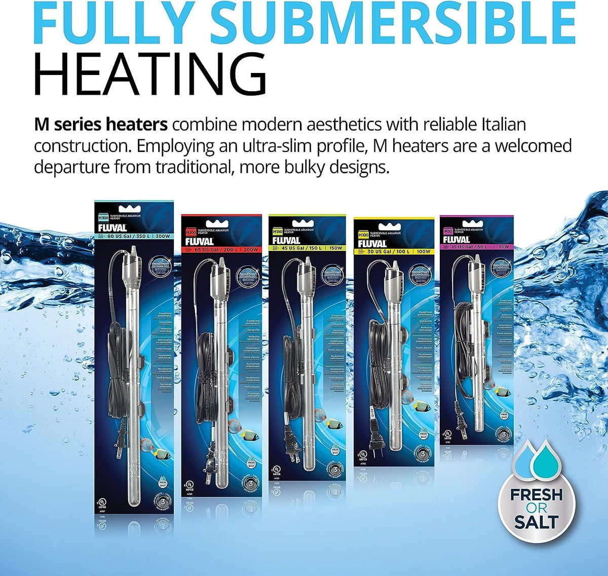Fluval M 100 Watt Submersible Aquarium Heater front view