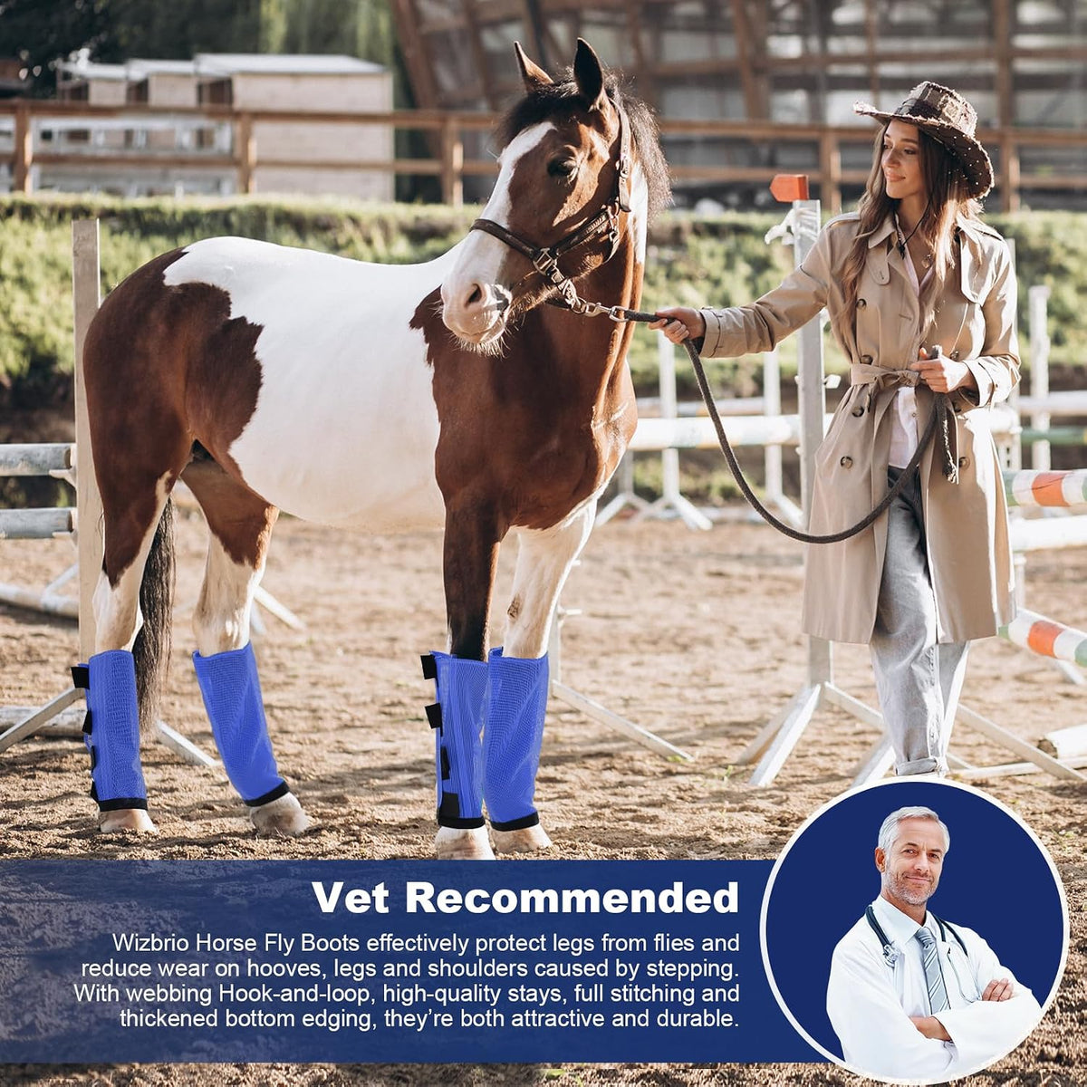 Wizbrio horse fly boots set of four durable PVC fabric shield