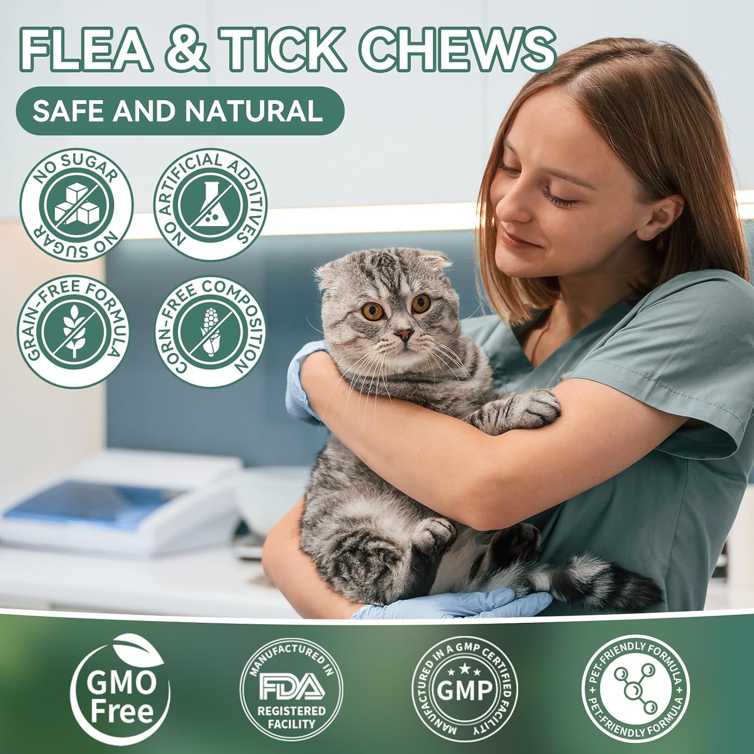 Woyamay daily flea chewables for all cat breeds lifestyle view