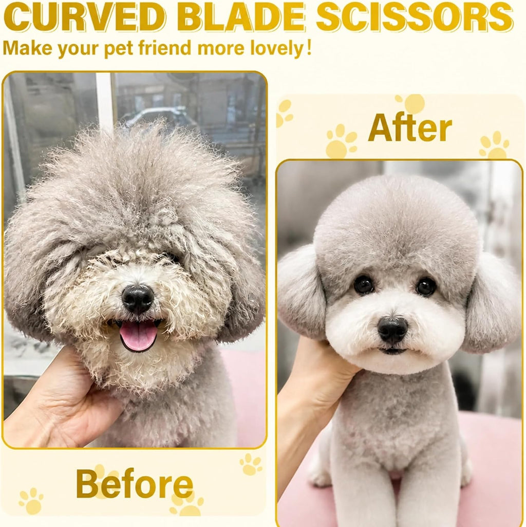 MedToolLLC 7 inch curved blender scissors showing the downward curve of the blades