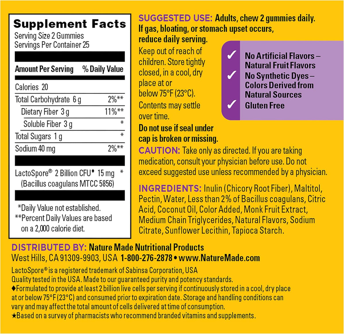 Nature Made Probiotic + Prebiotic Fiber Gummies, 50 Gummies - Image 10