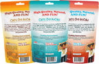 Meowijuana crunchy cat treats with valerian root and protein ingredients.