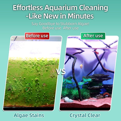 All components included in the two in one adjustable fish tank cleaner set.