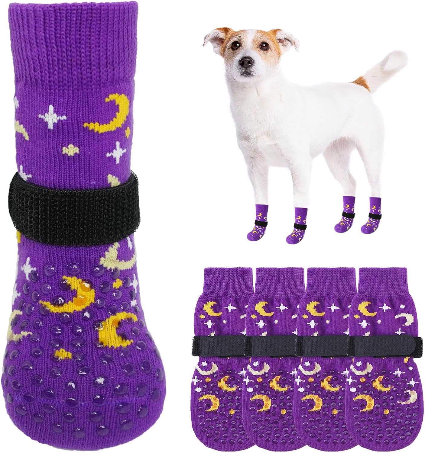 SCENEREAL Anti Slip Dog Sock to Prevent Licking Paws for Hardwood Floors, Boots & Paw Protector Shoes for Hot/Cold Pavement with Grippers, Double Sides Grips for Small Medium Large Senior Dogs - Image 15