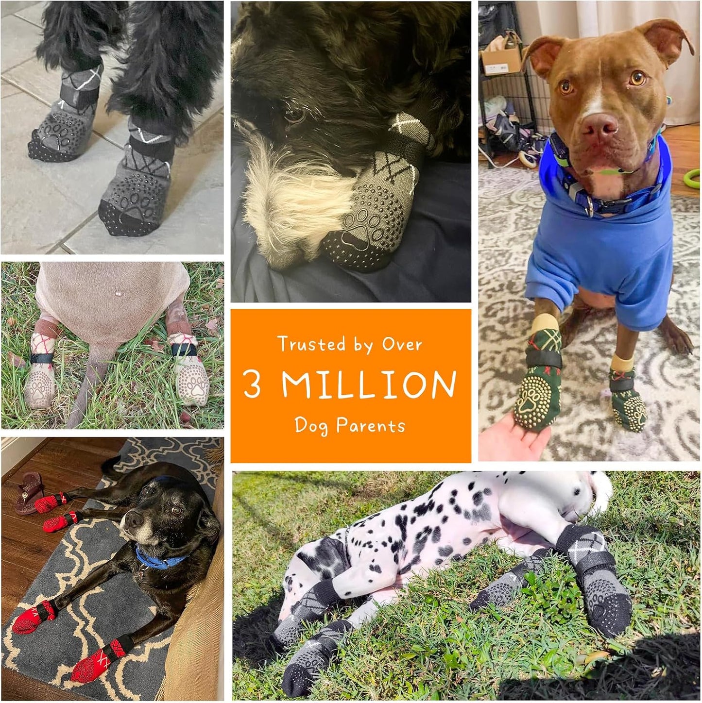 Pack of 6 Beautyzoo dog socks for hardwood floors