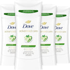 Dove Advanced Care Cool Essentials Antiperspirant Deodorant Stick 4 pack front view showing imported packaging.