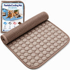 Pawlabs Cooling pet mat for dogs and cats front view showing coffee brown ice silk surface.