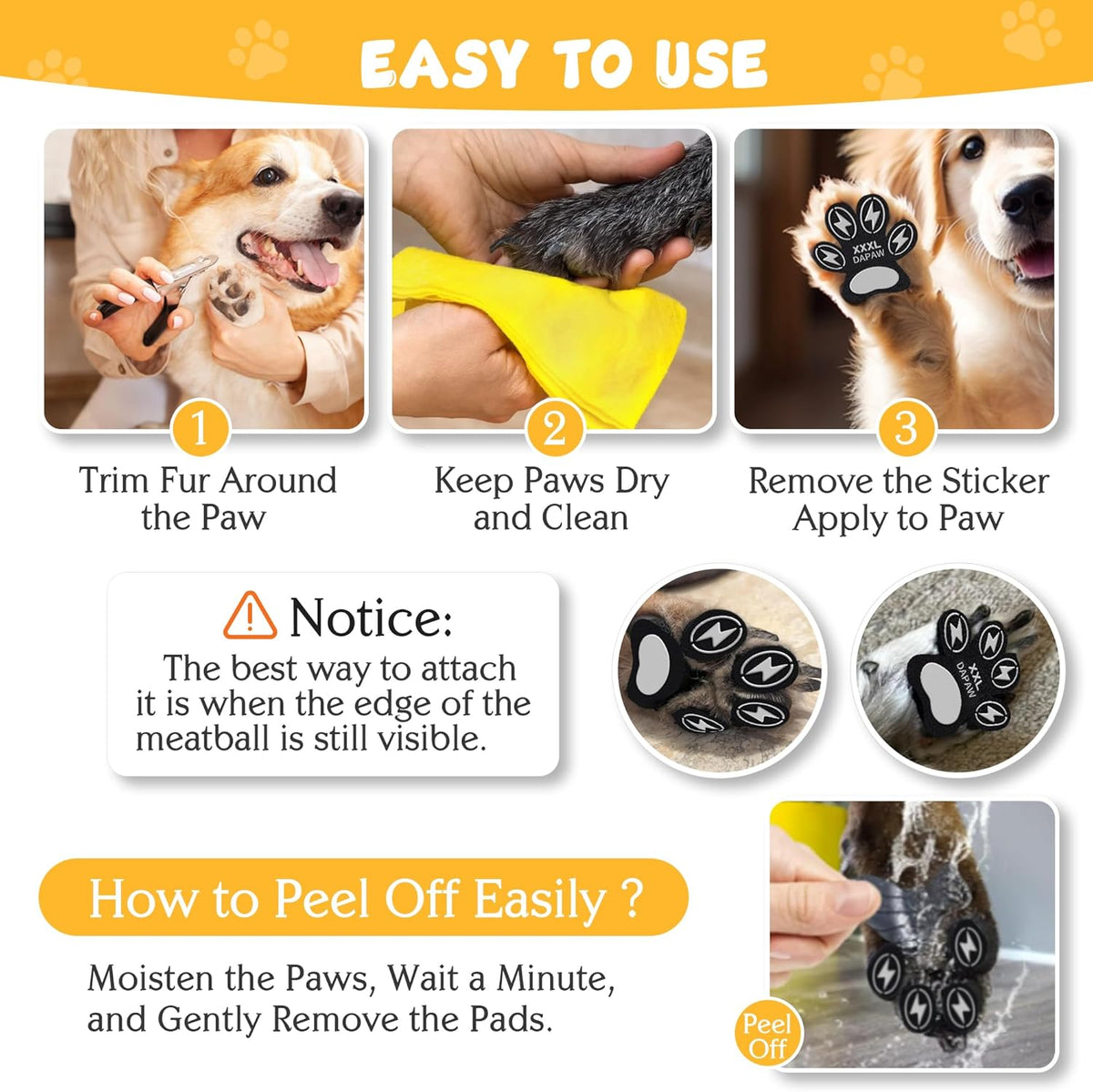 Applying Dapaw traction pads to dog paw