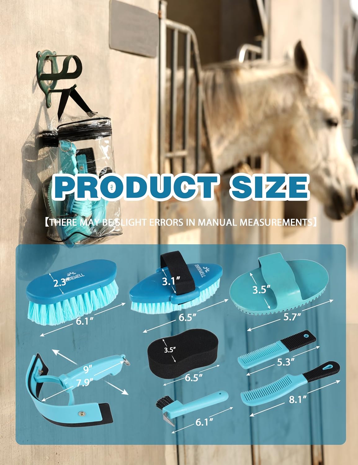 Shinewell portable horse care kit blue color arrangement