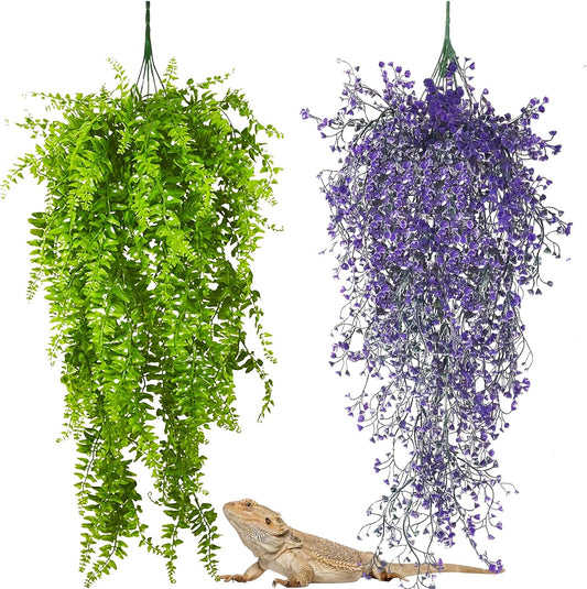 PINVNBY 2 pack reptile hanging fake vines front view in packaging