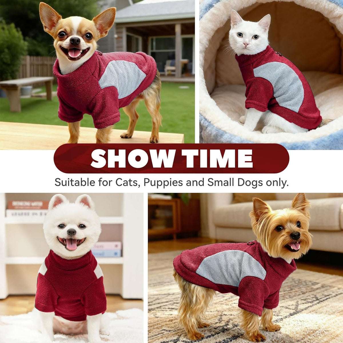 Soft breathable red pet sweatshirt vest suitable for Maltese and Pomeranian dogs