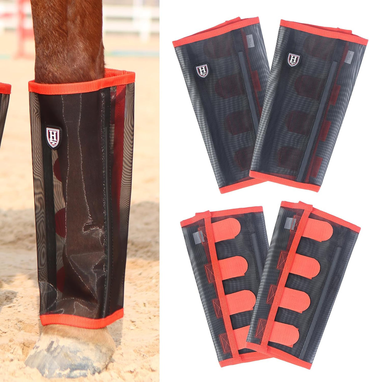 Harrison Howard Loose-Fitting Horse Fly Leggings Breathable, Tear-Resistant Fine Mesh Leg Guards Stay-on Comfortable Fly Boots (Set of 4) - Image 9