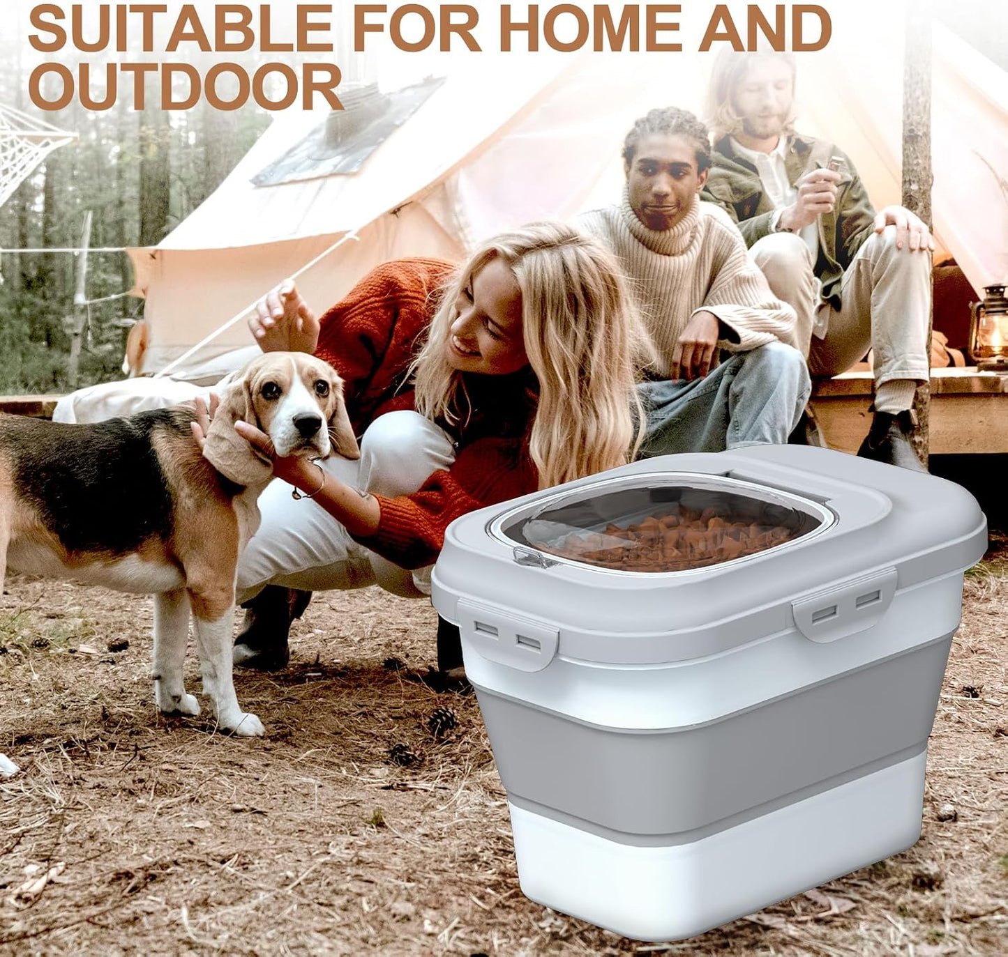Tiovery grey food storage bin on a kitchen counter