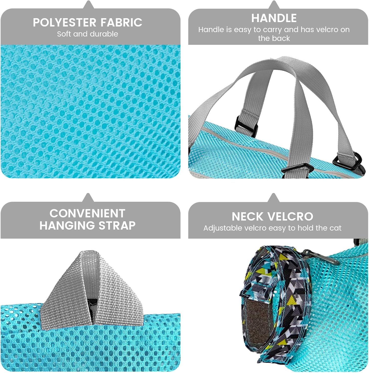 Medium size anti scratch cat washing bag with zipper openings