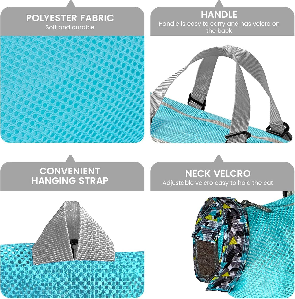 Medium size anti scratch cat washing bag with zipper openings