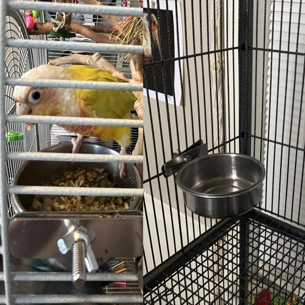 kathson Stainless Steel Bowls for Birds,4 Pcs Parrot Feeder Dish Cups,Bird Cage Water Food Bowl Coop Cup with Clamp Holder for Parrots Cockatiel Budgies Parakeet Lovebird(S) - Image 9