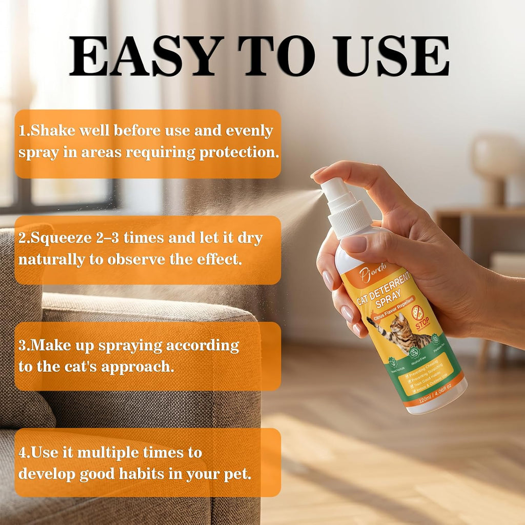Pjordo cat repellent spray bottle with pet training icons