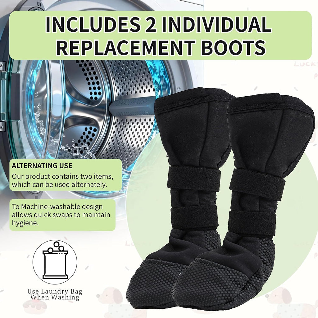 Side view of Snugrance dog recovery shoe showing adjustable strap