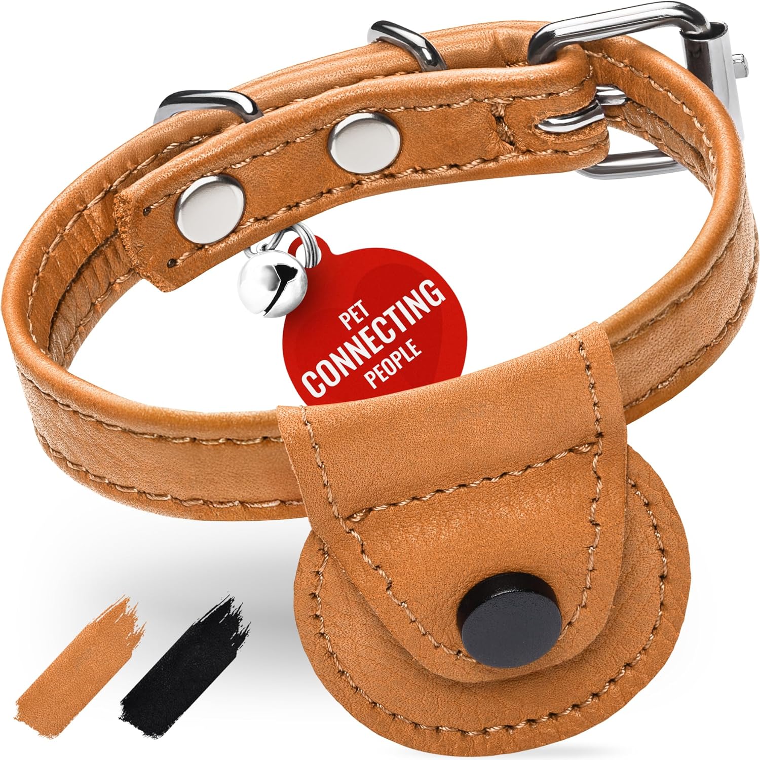 Leather Cat Collar with Bell and Safety Elastic Strap Breakaway Alternative for Small & Large Kittens, Stylish Pet Leather Collar for Boy, Girl Cats with Metal Buckle & QR ID Tag (Mint) - Image 9