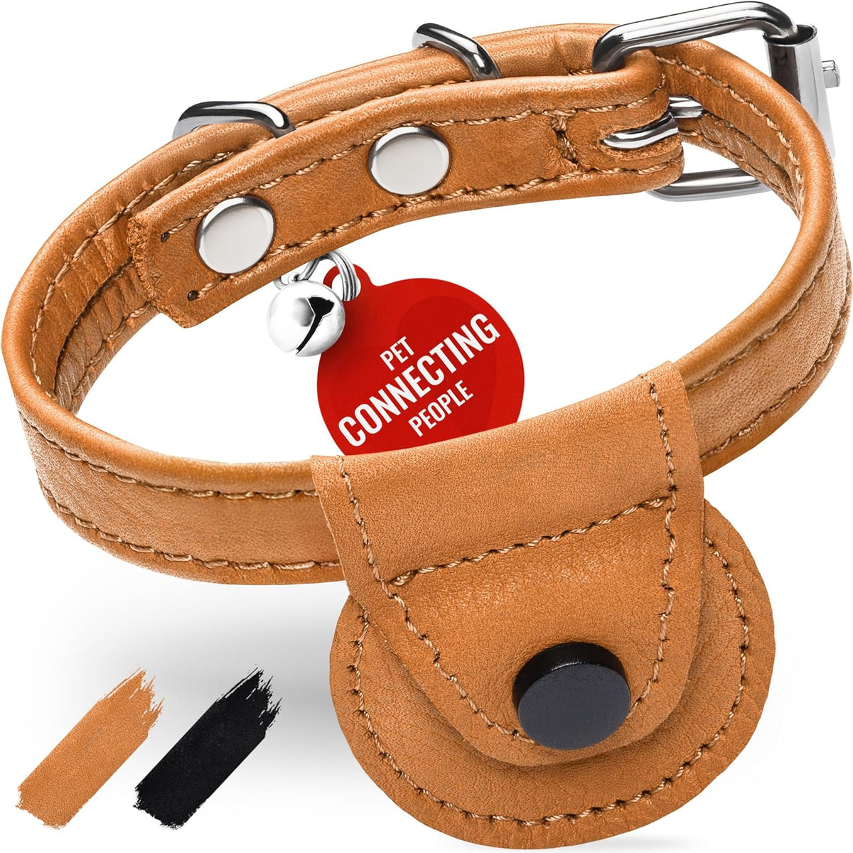 Leather Cat Collar with Bell and Safety Elastic Strap Breakaway Alternative for Small & Large Kittens, Stylish Pet Leather Collar for Boy, Girl Cats with Metal Buckle & QR ID Tag (Mint) - Image 9