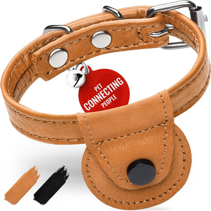 Leather Cat Collar with Bell and Safety Elastic Strap Breakaway Alternative for Small & Large Kittens, Stylish Pet Leather Collar for Boy, Girl Cats with Metal Buckle & QR ID Tag (Mint) - Image 9