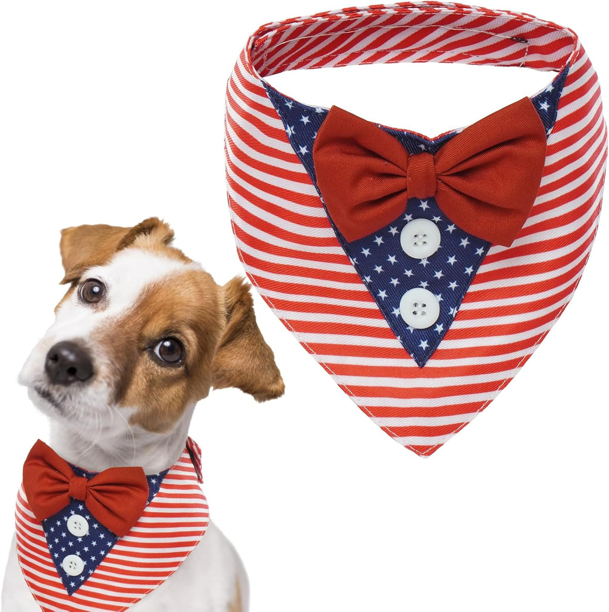 FUAMEY Dog Tuxedo American Flag front view stylish pet formal suit