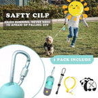 Crystal blue dog poop bag holder close up highlighting the compact threaded switch design.