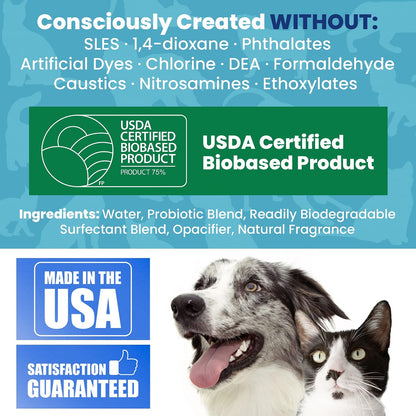 Eco-friendly pet odor neutralizer concentrate being applied to a carpet stain