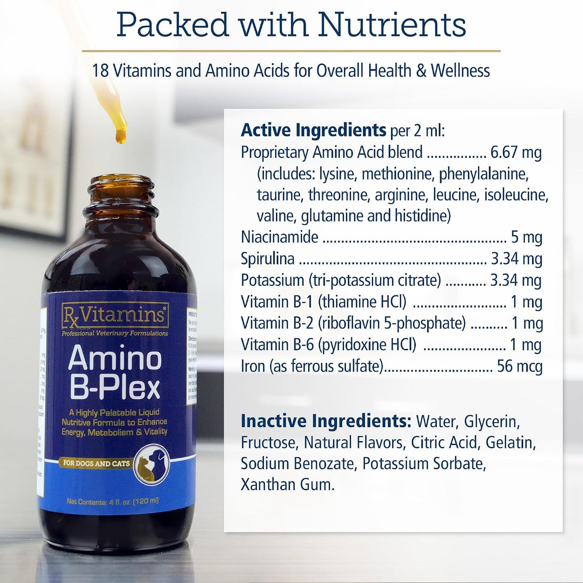 Rx Vitamins Amino B Plex liquid pet vitamin formula