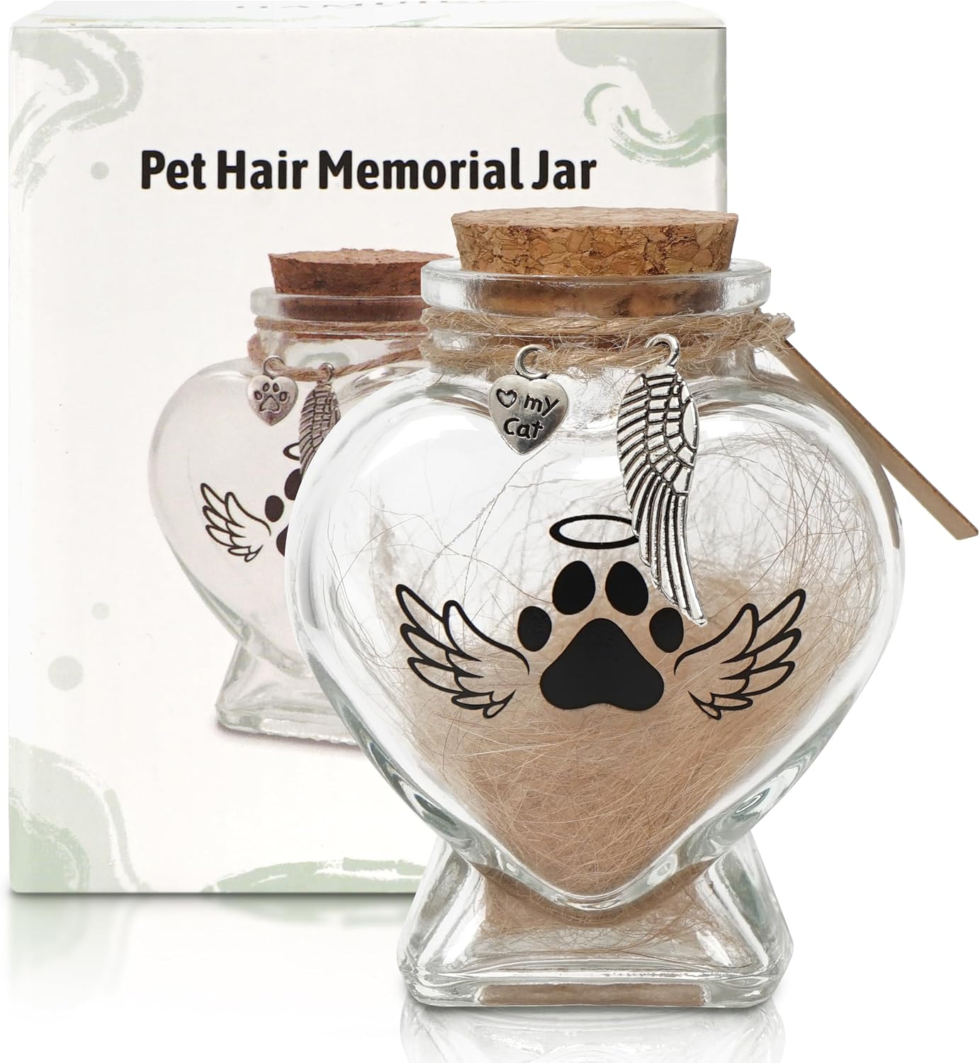 HAMUIERS pet loss keepsake bottle with angel wing charm and name tag