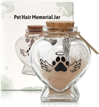 HAMUIERS pet loss keepsake bottle with angel wing charm and name tag