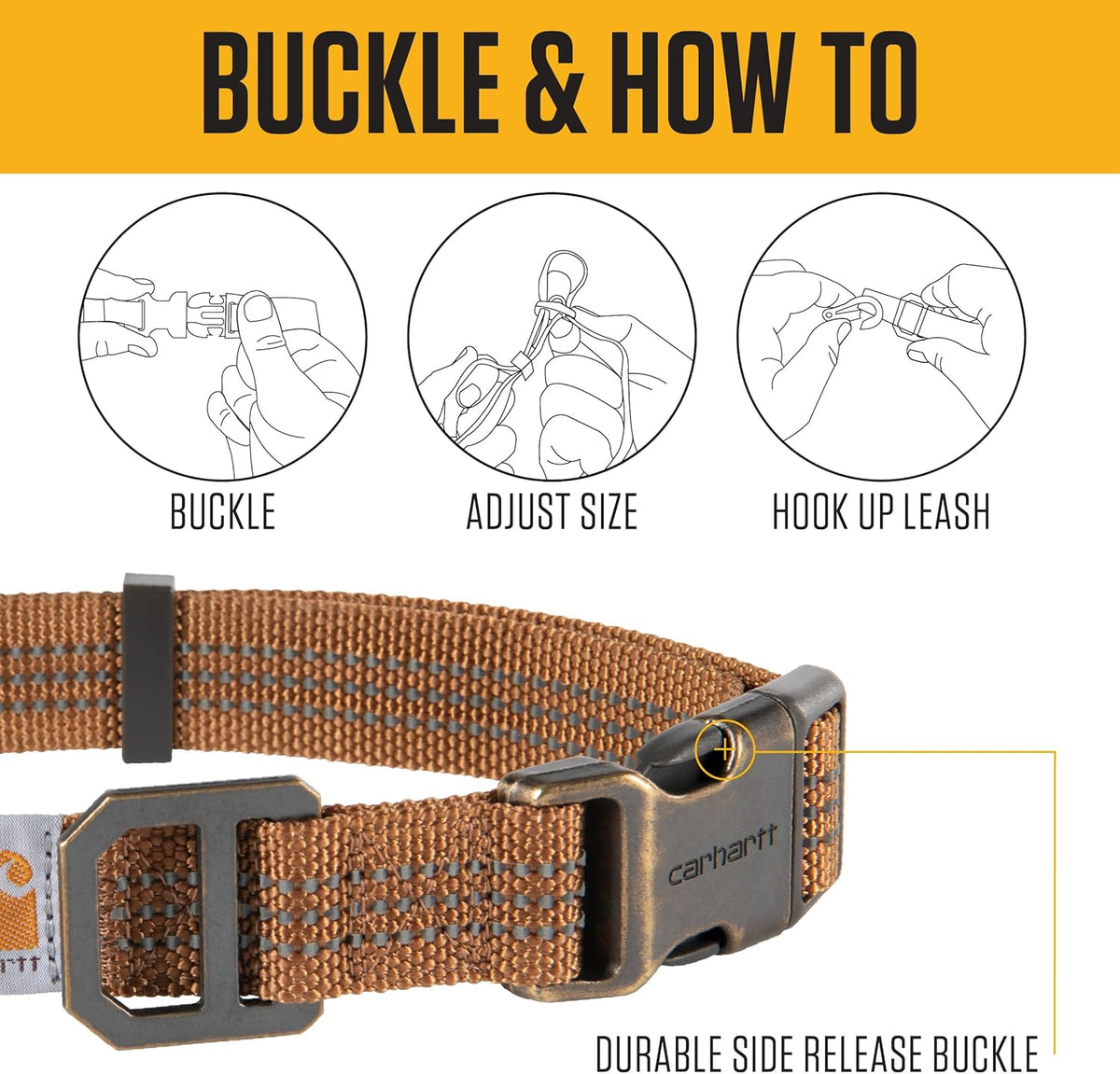 Reflective stitching on Carhartt nylon dog collar
