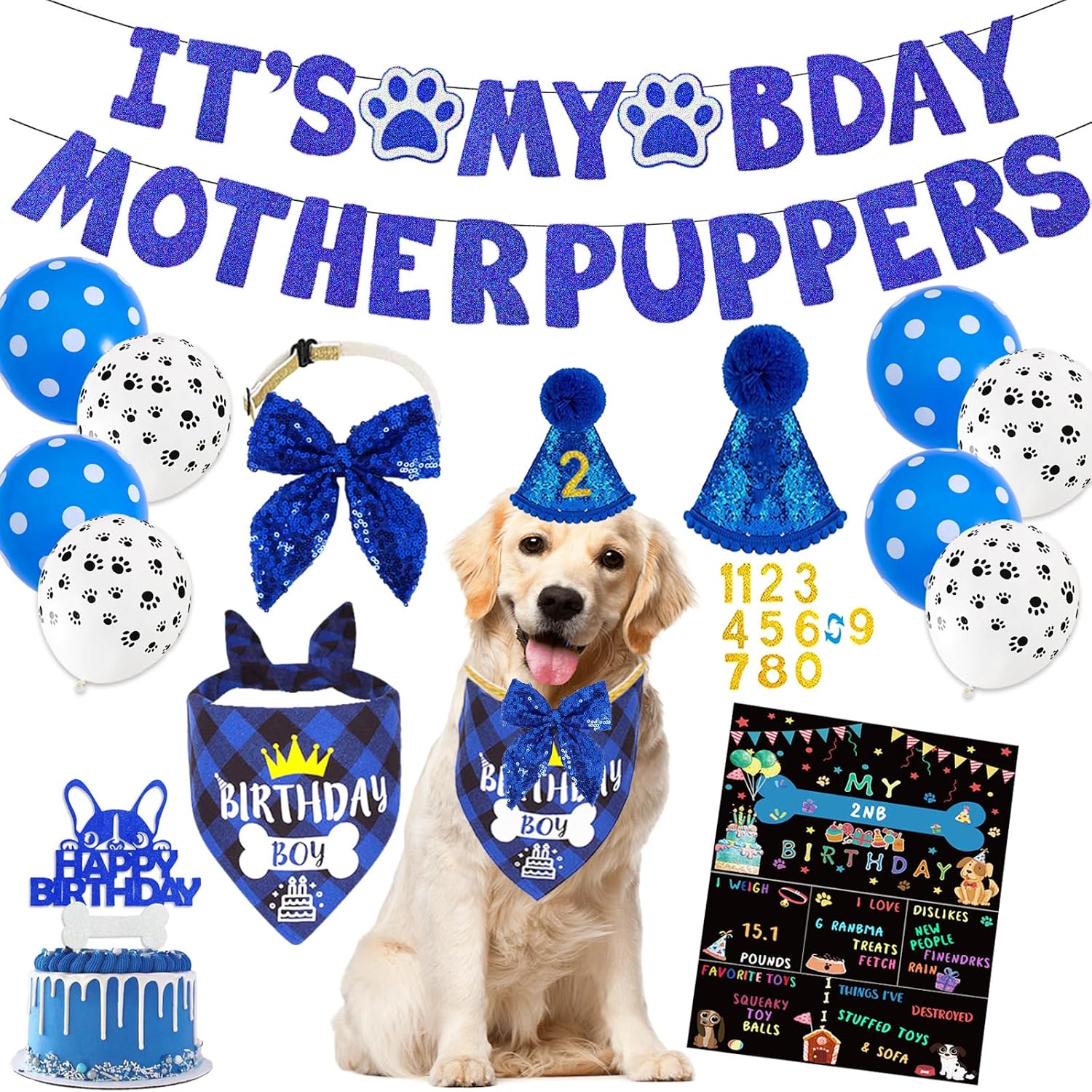 Dog birthday party set display in original packaging