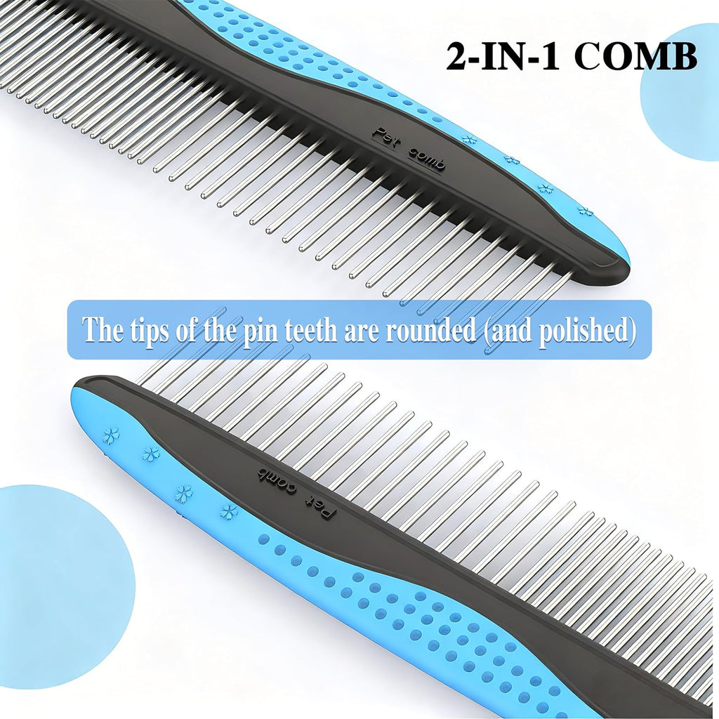 Jigfew dual sided metal pet comb for head and tail grooming