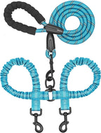 Packaging details of the imported iYoShop double dog leash for medium and large dogs.