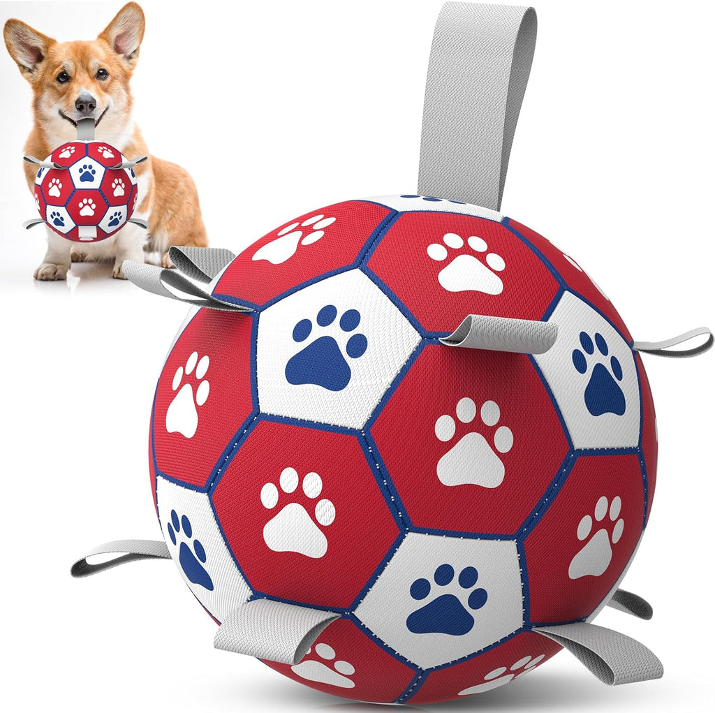 Diman interactive dog soccer ball with straps front view