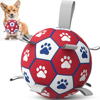 Diman interactive dog soccer ball with straps front view