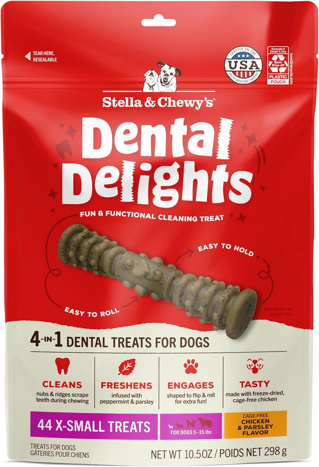Stella & Chewy's Dental Delights - Freeze-Dried Raw Chicken Dental Treats for Small Dogs - Teeth Cleaning & Breath Freshening Chews with Ridges & Nubs - Made in USA - 10.5 oz - 21 Small Treats - Image 11