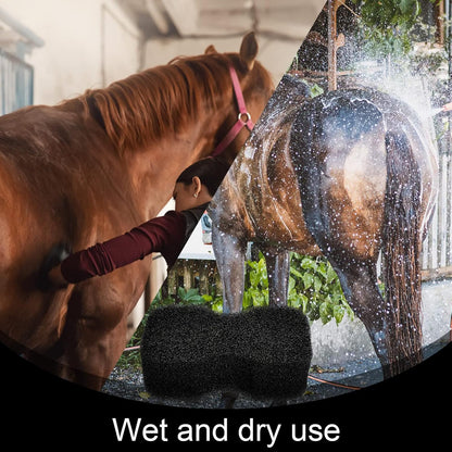 Eaasty 3 Pcs Horse Groomer Sponge Scrubber Massager Horse Grooming Brush Kit Supplies Large Soft Care for Cleaning Washing Bathing, Black, 4.33 x 7.87 x 2.56 Inch - Image 5