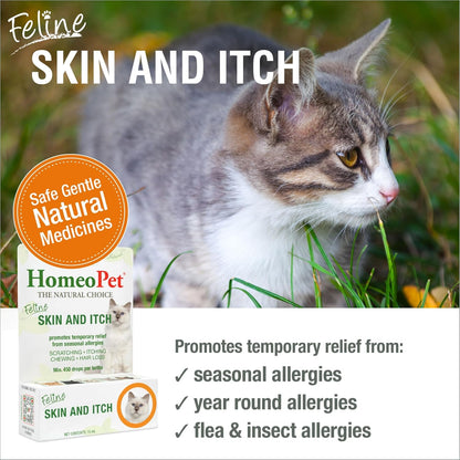 HomeoPet natural cat itchy skin relief supplement bottle packaging