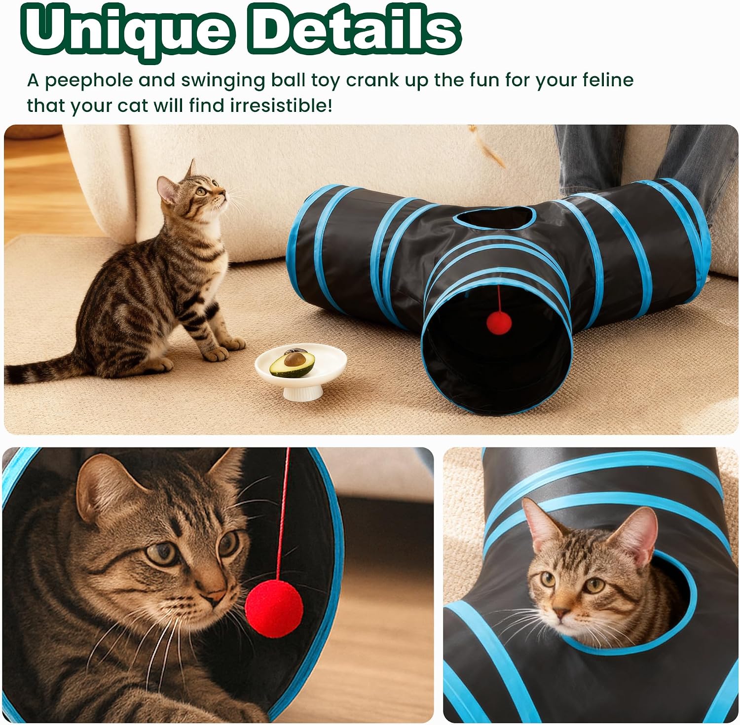 Love's Cabin kitten activity tunnel showing the secure spring steel frame construction.