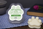 Paw shaped soy wax melts in Fresh Citrus variant close up.