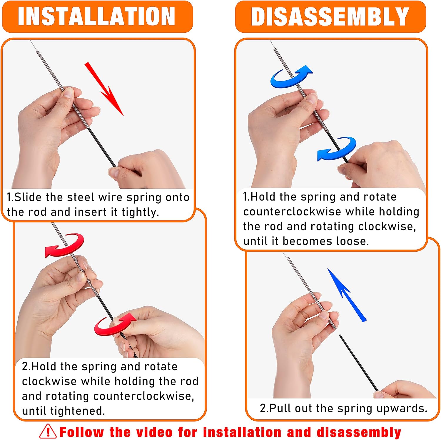 Close-up of the secure connector and flexible spring mechanism on the cat wand
