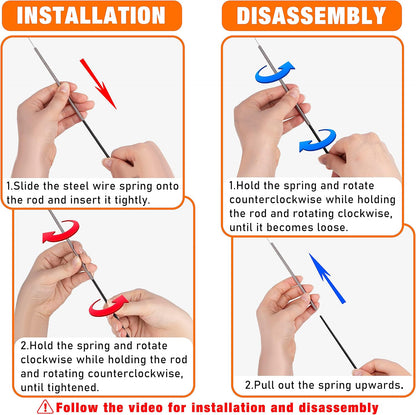 Close-up of the secure connector and flexible spring mechanism on the cat wand