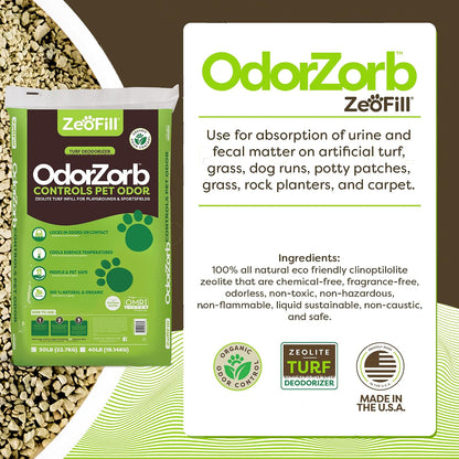Zeofill odor eliminator infill applied to an outdoor dog run playground