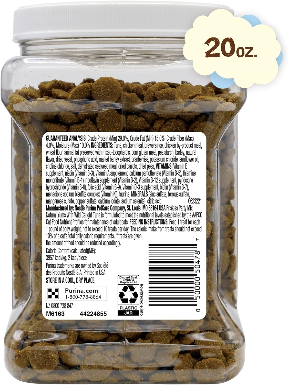 Friskies Purina Party Mix Natural YUMS Tuna Cat Treats, 20 oz Canister - Image 10